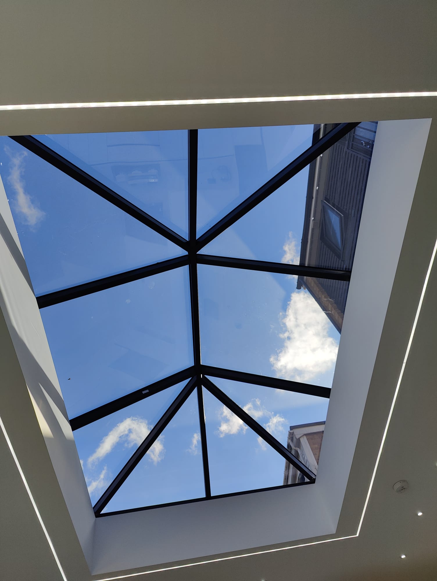 Kitchen roof lantern viewed from below, Leeds kitchen extension