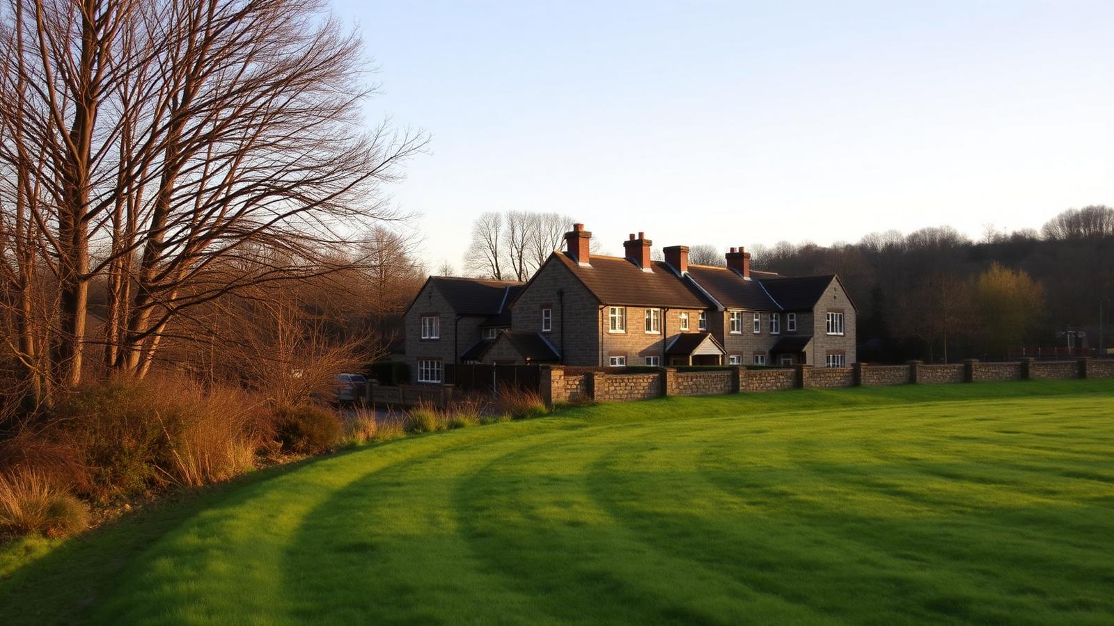 Detached stone houses on the green-belt edge at Cookridge, north-west Leeds